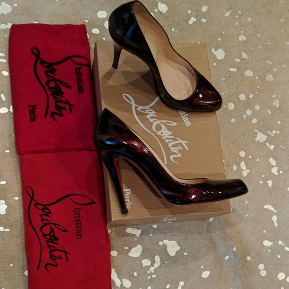 Christian louboutin burgundy glitter patent pumps - Picture 3 of 8